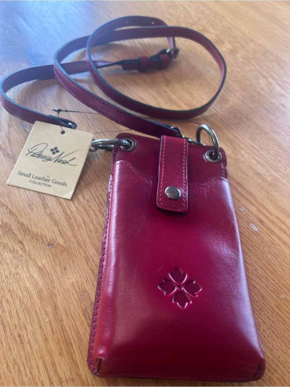 Patricia Nash Farleigh crossbody Wallet Purse in berry red.